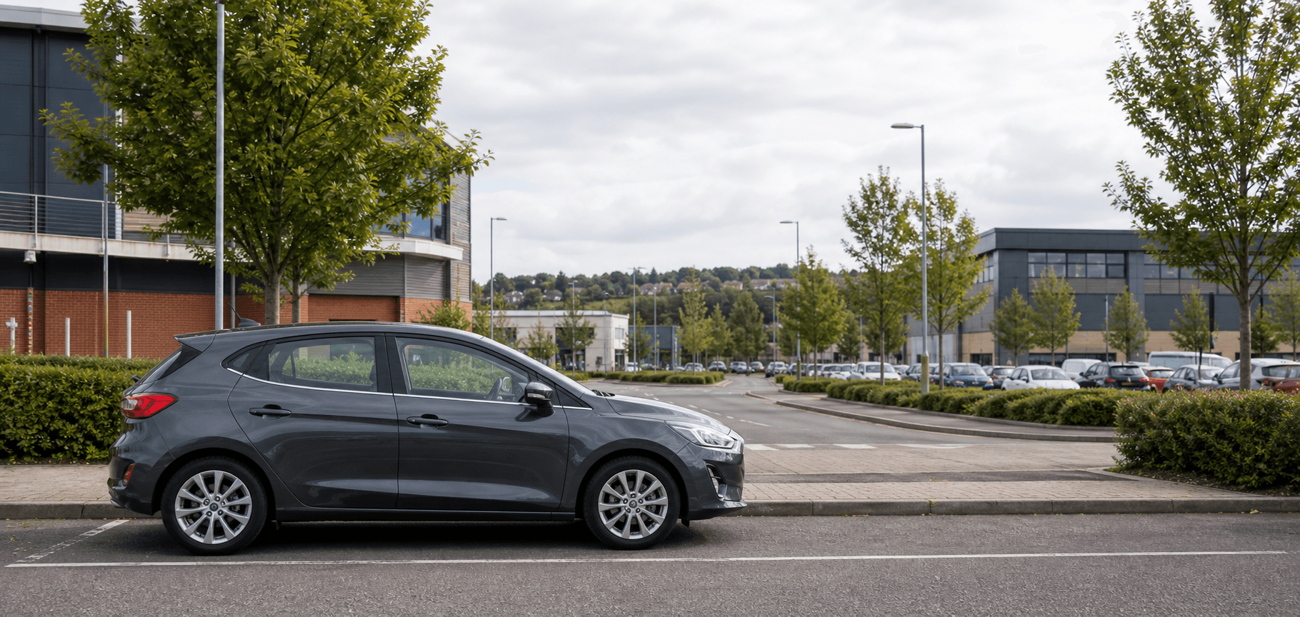 Compact hire car ready for practical travel around Middleyard
