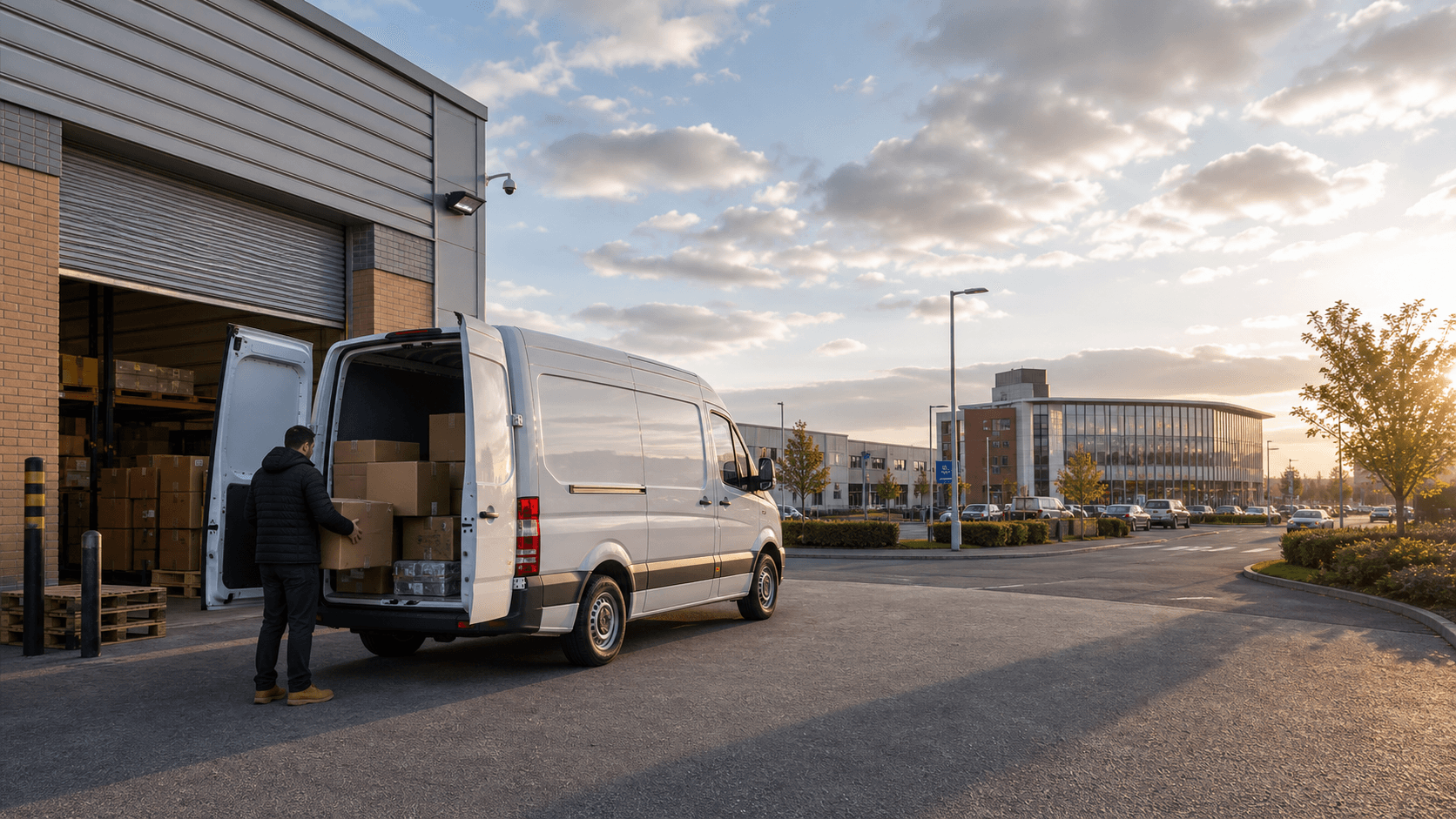 Modern self-drive rental van ready for loading in Gloucester
